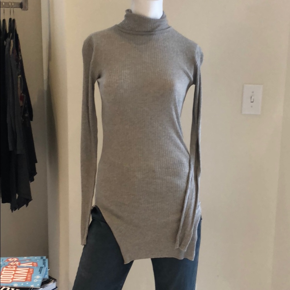 Helmut Lang Turtleneck Tee with Distressing